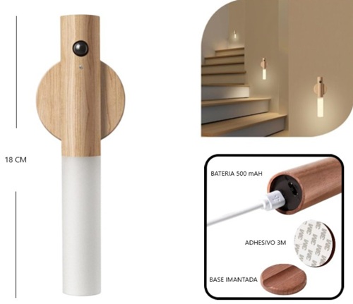 LAMPARA DE PARED LED RECARGABLE C/SENSOR — Sin marca