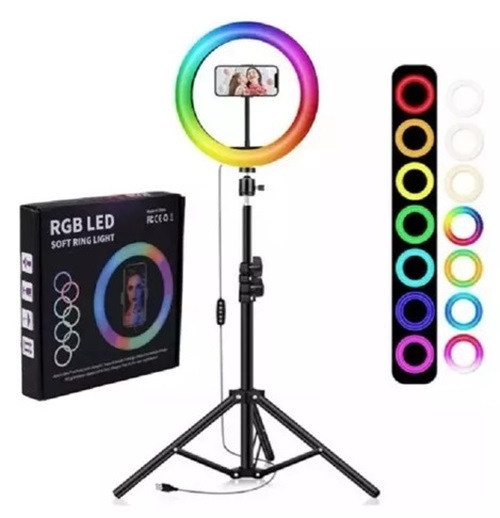 ARO LUZ 26CM RGB + BLANCO 10 PULGADAS CON TRIPODE